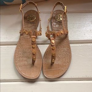 Tory Burch Royal Tan Marge-American Croc Sandals